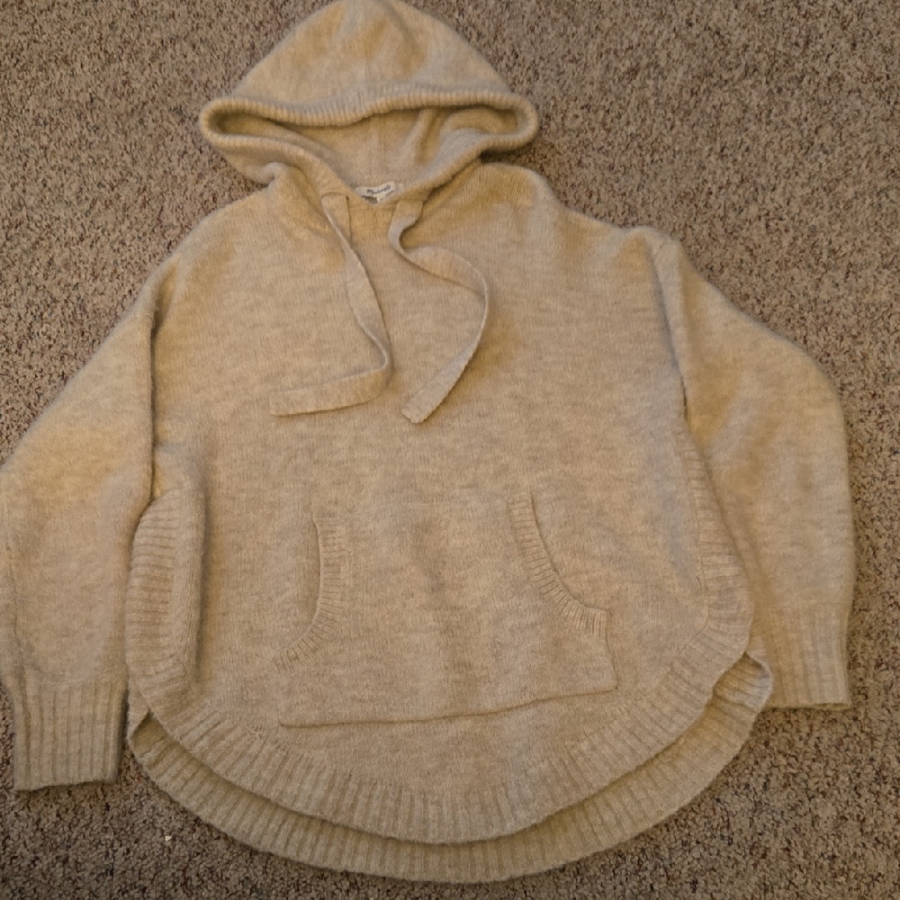 Madewell Wool Blend Tan Hooded Sweater